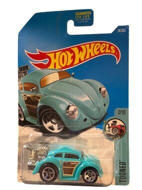 2/$12 Die Cast Hot Wheels Tooned Volkswagen Beetle Car 7/10 Turquoise 2015 3+